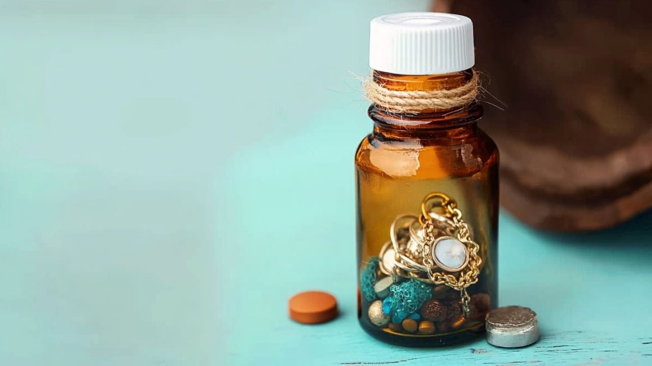 15 Ways to Repurpose Supplement & Pill Bottles for Everyday Use 13 15 Ways to Repurpose Supplement & Pill Bottles for Everyday Use - pill bottle with jewelry