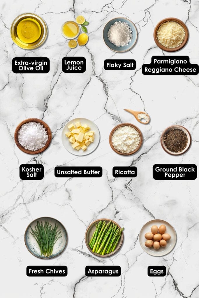 Creamy Asparagus Frittata with Ricotta for Dinner in 40 Minutes 3 Creamy Asparagus Frittata with Ricotta for Dinner in 40 Minutes - Asparagus Frittata With Ricotta Chives Ingredients