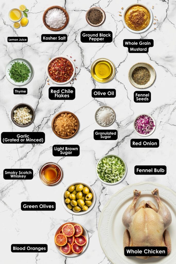 A Must-Try Dinner Recipe: Blood Orange Chicken & Olives - Blood Orange Chicken with Scotch Whiskey Olives Ingredients