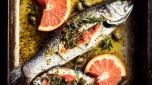 Mediterranean-Style Branzino with Grapefruit & Olive Tapenade 1 Mediterranean-Style Branzino with Grapefruit & Olive Tapenade - Branzino With Grapefruit Rustic Olive Caper Tapenade 1