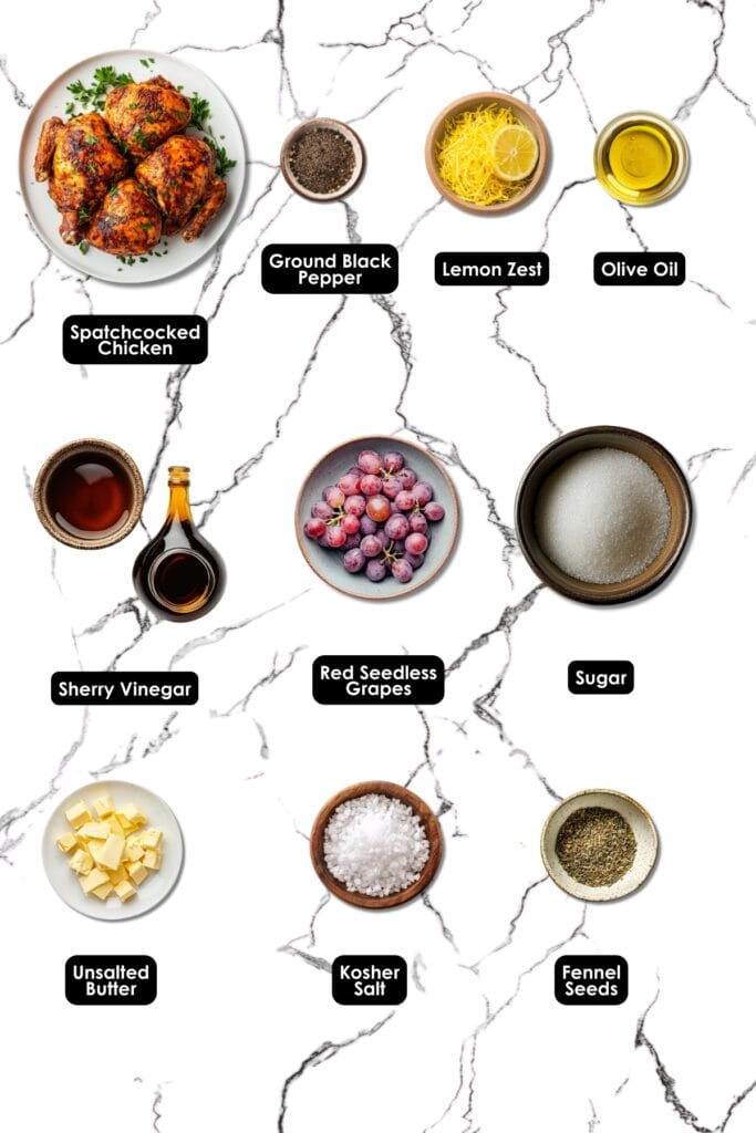 Savory Chicken & Grapes Recipe for Effortless Weeknight Dinners 3 Savory Chicken & Grapes Recipe for Effortless Weeknight Dinners - Chicken Grapes with Sherry Vinegar Ingredients