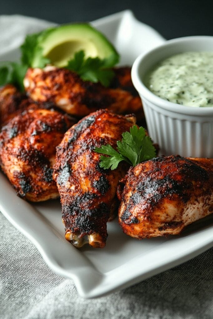 Herbaceous Avocado Dressing Paired with Chile-Rubbed Chicken 2 Herbaceous Avocado Dressing Paired with Chile-Rubbed Chicken - Chile Rubbed Spatchcocked Chicken with Avocado Ranch Dressing Pin