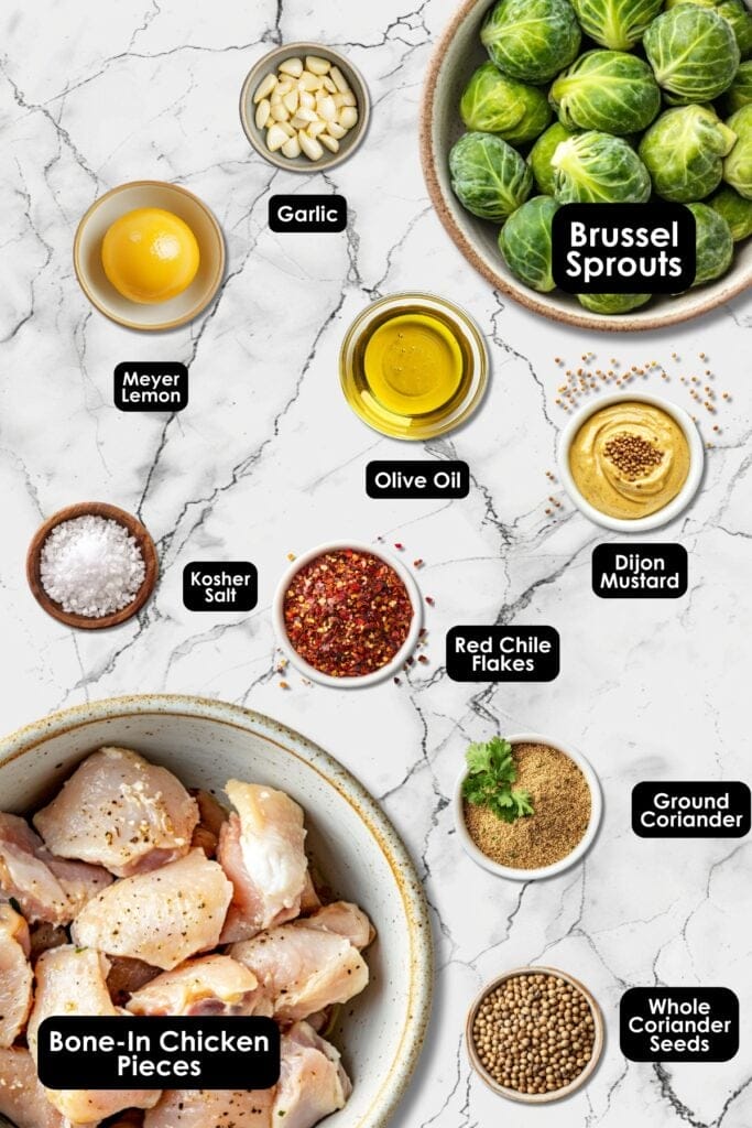 Must-Try Coriander Chicken with Roasted Veggies - Coriander Seed Chicken Caramelized Brussels Sprouts Ingredients