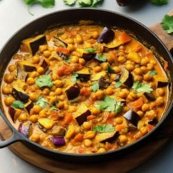 Curried Chickpeas with Roasted Eggplant and Fresh Herbs for Dinner 6 Curried Chickpeas with Roasted Eggplant and Fresh Herbs for Dinner - Curried Chickpeas With Eggplant 1
