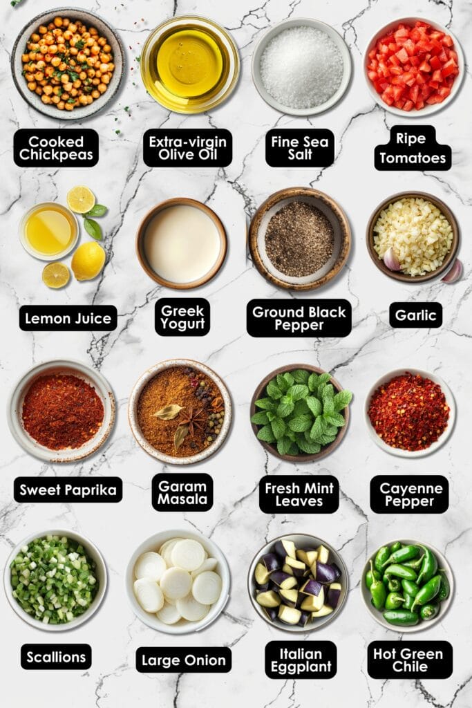 Curried Chickpeas with Roasted Eggplant and Fresh Herbs for Dinner 4 Curried Chickpeas with Roasted Eggplant and Fresh Herbs for Dinner - Curried Chickpeas With Eggplant Ingredients