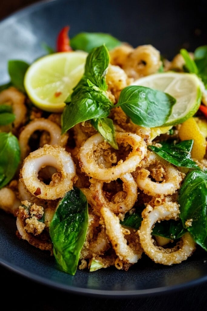 18 Irresistible Seafood Recipes for Fresh and Bold Dinner Ideas 13 18 Irresistible Seafood Recipes for Fresh and Bold Dinner Ideas - Garlicky Calamari with Basil Chile and Lime Pin