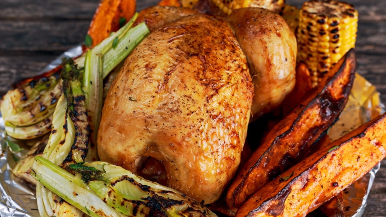10 Steps to Perfect Roast Chicken for the Holidays 12 10 Steps to Perfect Roast Chicken for the Holidays - Grilled chicken and vegetables dp113300728 dnoh