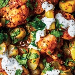 Spicy Harissa Chicken Dinner: An Easy Recipe to Try 4 Spicy Harissa Chicken Dinner: An Easy Recipe to Try - Harissa Chicken with Leeks Potatoes Yogurt 1 1