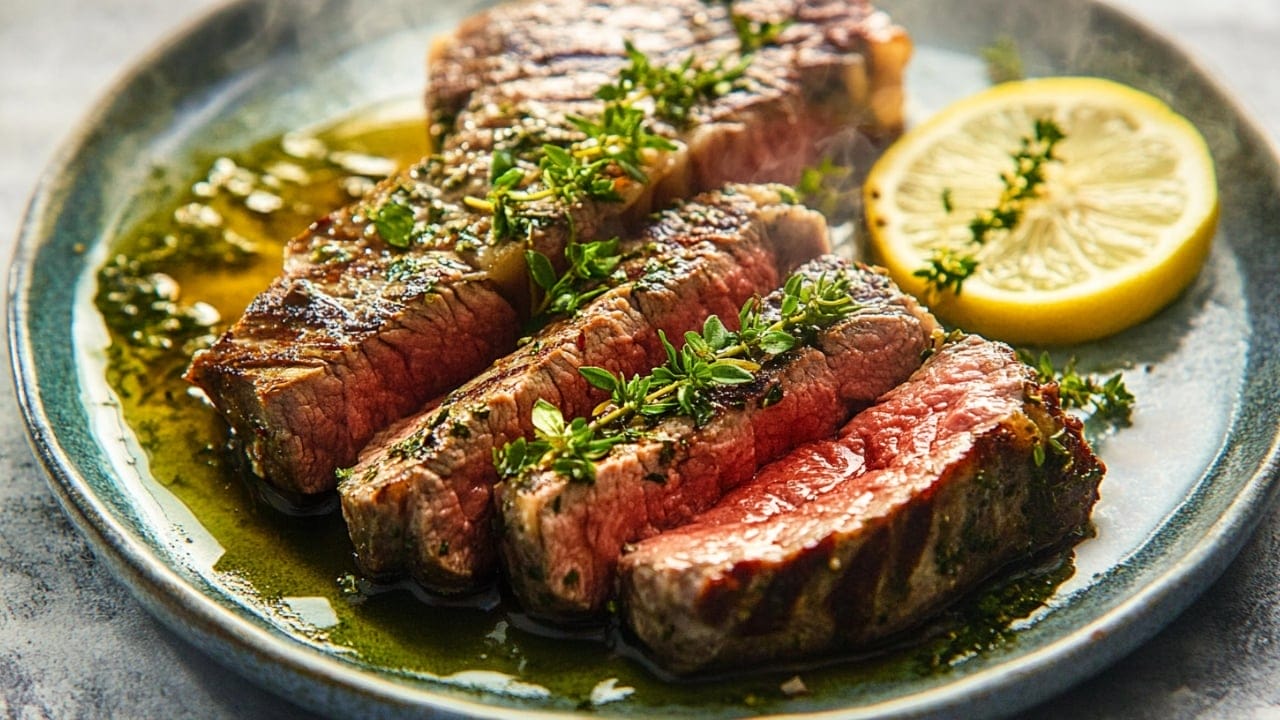 Taste the World: 25 Bold Dinner Recipes with Global Flavors 2 Taste the World: 25 Bold Dinner Recipes with Global Flavors - Herb Marinated Steak with Lemon 1