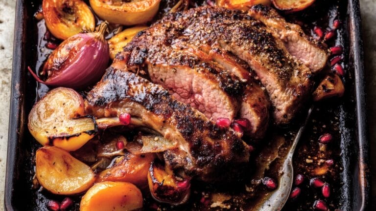 Easy Sheet-Pan Dinner: Pork Chops With Pomegranate Glaze 1 Easy Sheet-Pan Dinner: Pork Chops With Pomegranate Glaze - Peachy Pork or Veal with Pomegranate Molasses Charred Onion 1