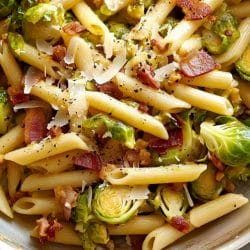 Warm Up Your Night with This Penne & Bacon Dinner Idea 6 Warm Up Your Night with This Penne & Bacon Dinner Idea - Penne Brussels Sprouts Recipe With Bacon Pecorino 1