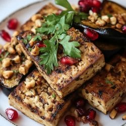 Roasted Tofu Dinner Recipe with Tangy Pomegranate Glaze 6 Roasted Tofu Dinner Recipe with Tangy Pomegranate Glaze - Pomegranate Roasted Tofu With Eggplant 1