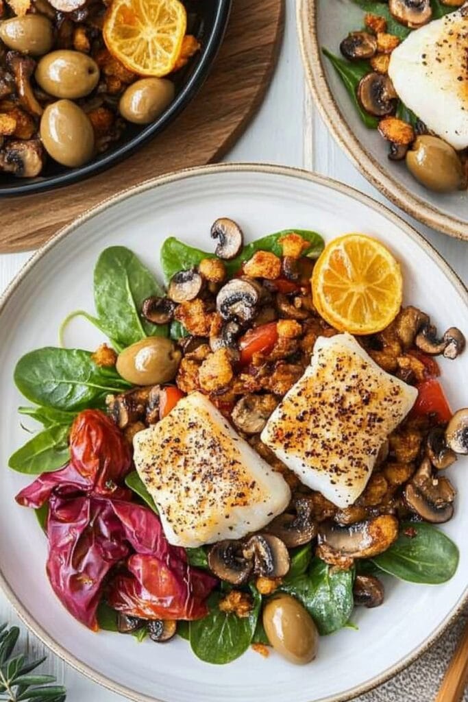 Light & Flavorful Roasted Hake for Family Dinners 2 Light & Flavorful Roasted Hake for Family Dinners - Roasted Hake With Crispy Mushrooms Pin