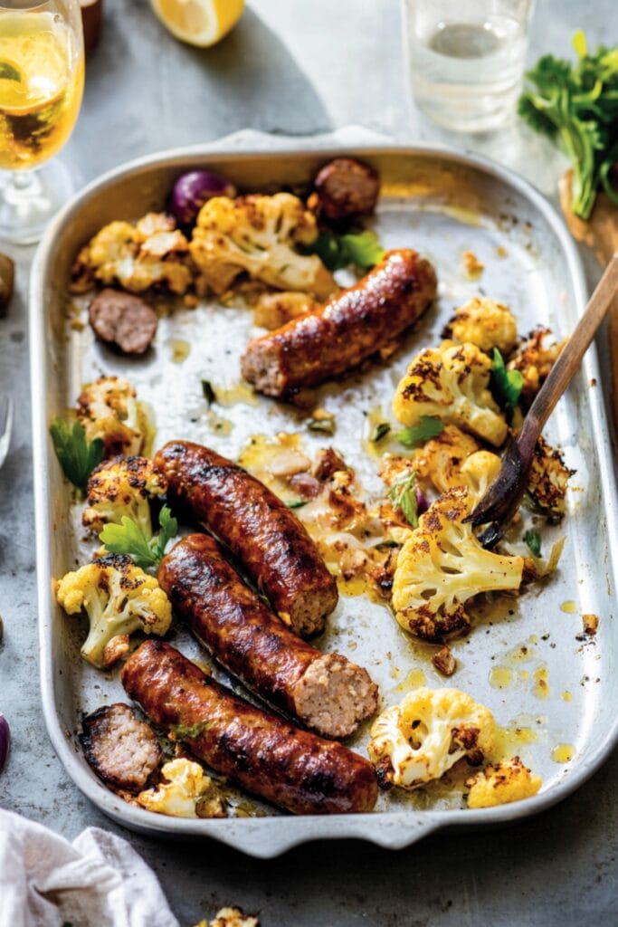 Sausage & Cauliflower Dinner Recipe with a Mediterranean Flair 2 Sausage & Cauliflower Dinner Recipe with a Mediterranean Flair - Roasted Sausage Cauliflower With Cumin Turkish Pepper pin