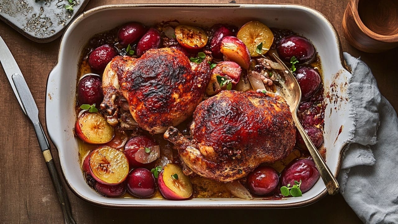 25 Easy Chicken Recipes Perfect for Quick Dinner Ideas 3 25 Easy Chicken Recipes Perfect for Quick Dinner Ideas - Roasted Sumac Chicken with Plums 1
