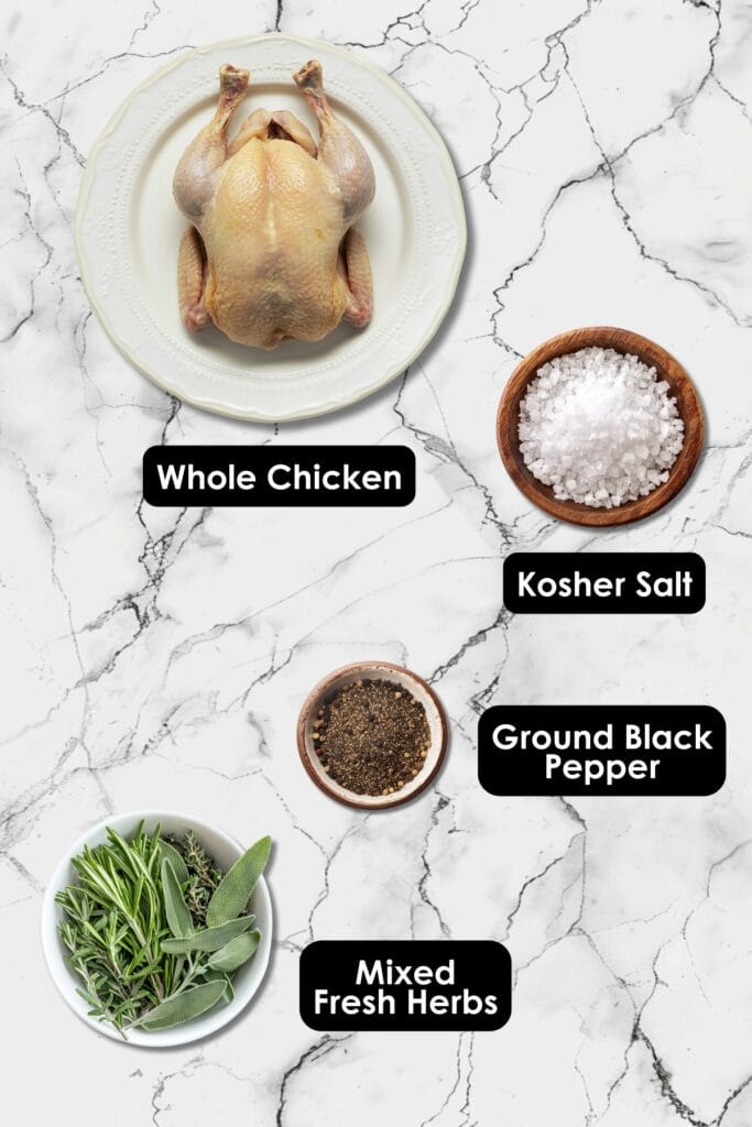 The Easiest Salt & Pepper Roasted Chicken for Any Occasion 3 The Easiest Salt & Pepper Roasted Chicken for Any Occasion - Salt Pepper Roasted Chicken Ingredients