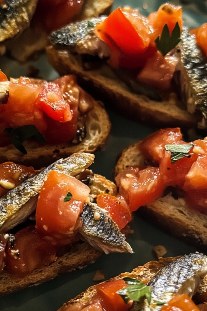 18 Irresistible Seafood Recipes for Fresh and Bold Dinner Ideas 15 18 Irresistible Seafood Recipes for Fresh and Bold Dinner Ideas - Sardine Crostini With Seared Tomatoes Pin