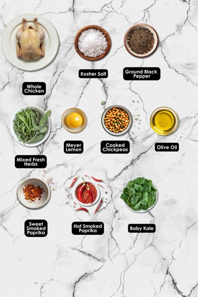 One-Pan Smoky Chicken: Crispy, Flavorful, & Easy 3 One-Pan Smoky Chicken: Crispy, Flavorful, & Easy - Smoky Paprika Chicken with Chickpeas Roasted Lemon Baby Kale Ingredients