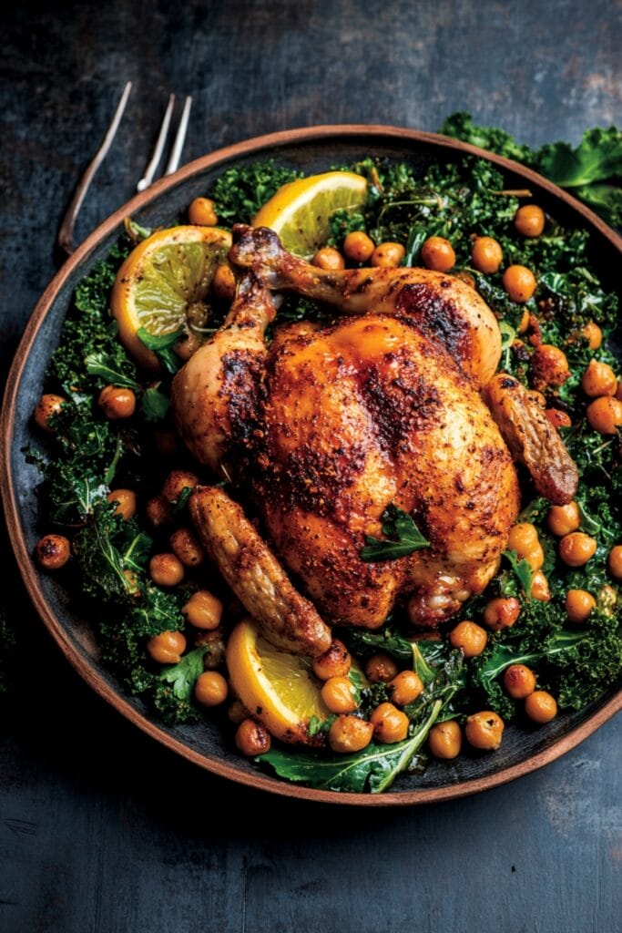 One-Pan Smoky Chicken: Crispy, Flavorful, & Easy - Smoky Paprika Chicken with Chickpeas Roasted Lemon Baby Kale Pin