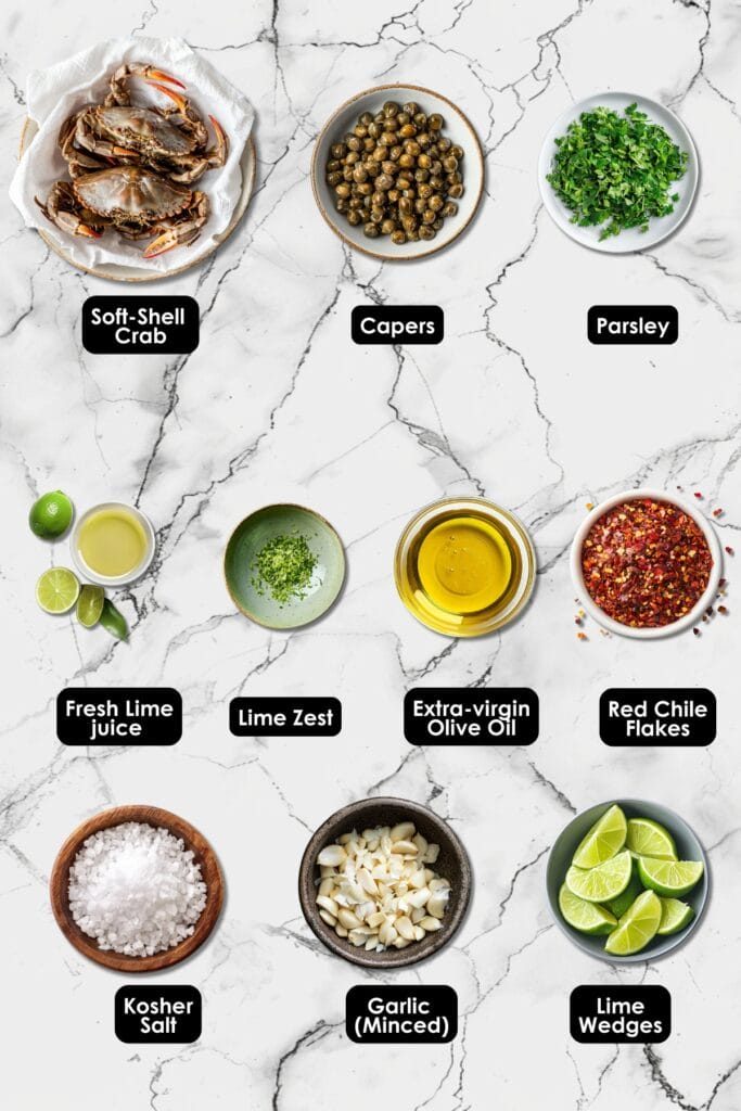 Seafood Dinner Recipe: Perfect Soft-Shell Crabs at Home 4 Seafood Dinner Recipe: Perfect Soft-Shell Crabs at Home - Soft Shell Crabs Lime Salsa Verde Ingredients