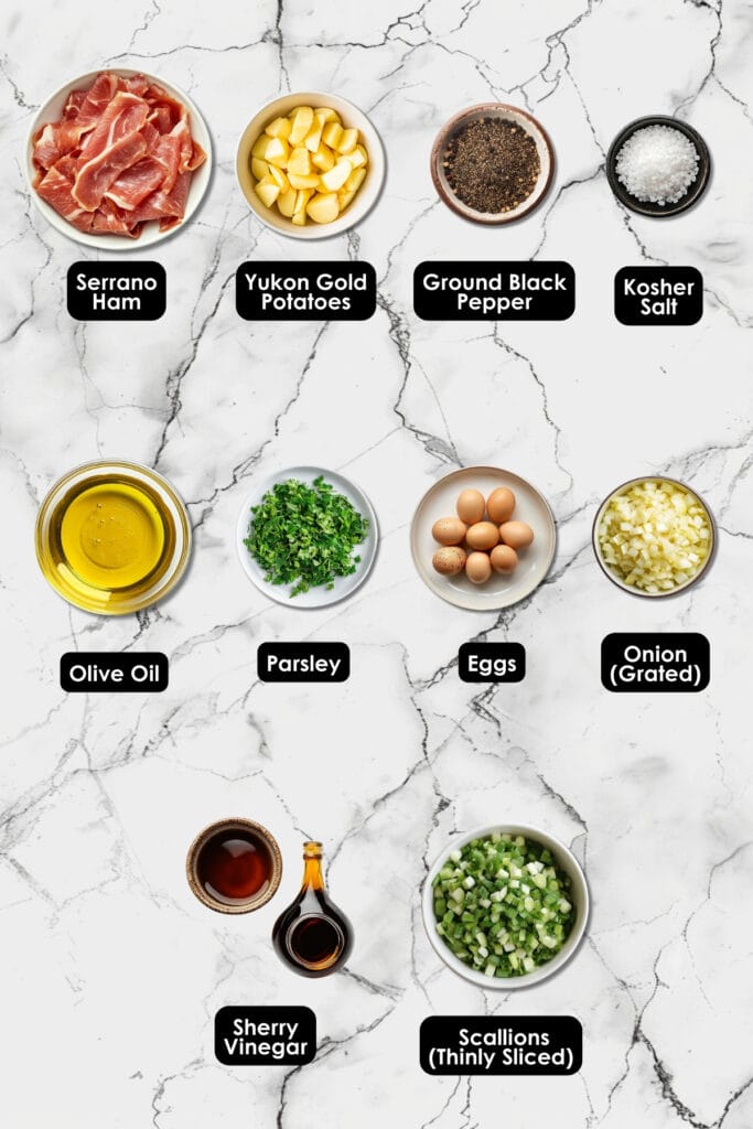 A Flavorful Twist on the Classic Spanish Tortilla Recipe 3 A Flavorful Twist on the Classic Spanish Tortilla Recipe - Spanish Tortilla With Serrano Ham Ingredients