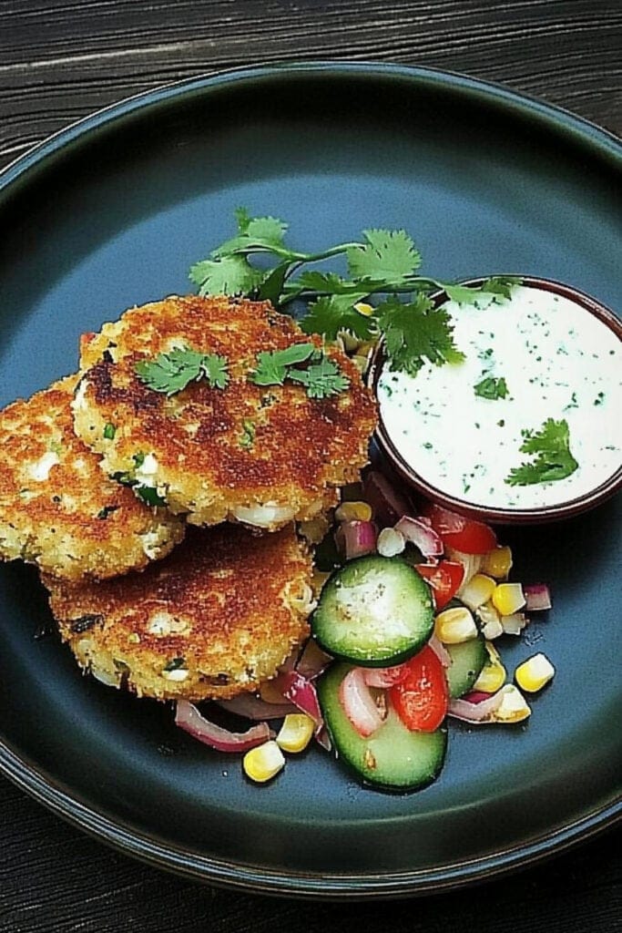 18 Irresistible Seafood Recipes for Fresh and Bold Dinner Ideas 16 18 Irresistible Seafood Recipes for Fresh and Bold Dinner Ideas - Spiced Crab and Corn Cakes with Coriander Yogurt Pin