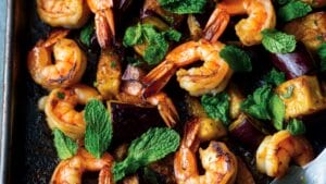 Zesty Shrimp Dinner Idea with Roasted Veggies & Mint 1 Zesty Shrimp Dinner Idea with Roasted Veggies & Mint - Spicy Roasted Shrimp With Eggplant Mint 1