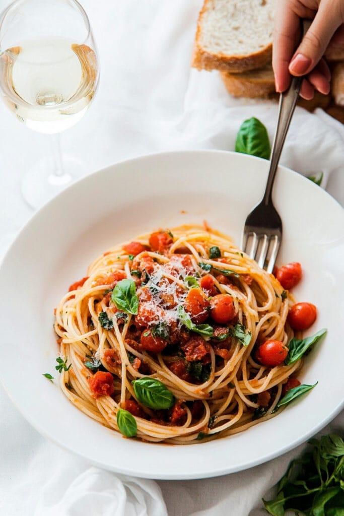 Light & Easy Summer Spaghetti Recipe for Weeknight Dinners 5 Light & Easy Summer Spaghetti Recipe for Weeknight Dinners - Summer Spaghetti with Fresh Tomato Sauce Pin V