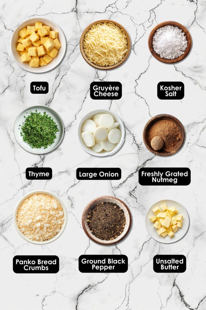 Cozy Up with This Tofu Spaetzle Gratin Dinner Idea 4 Cozy Up with This Tofu Spaetzle Gratin Dinner Idea - Tofu Spaetzle With Gruyere Ingredients