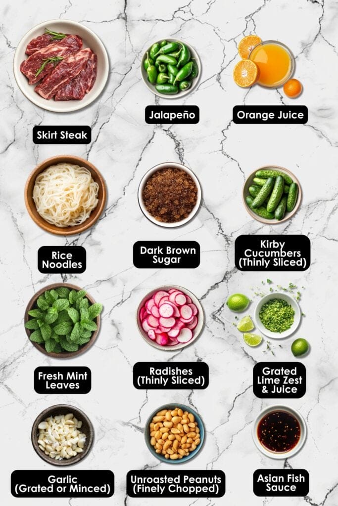 Easy Vietnamese Steak Dinner Recipe with Fresh Noodles 3 Easy Vietnamese Steak Dinner Recipe with Fresh Noodles - Vietnamese Style Skirt Steak with Herb Noodle Salad Ingredients