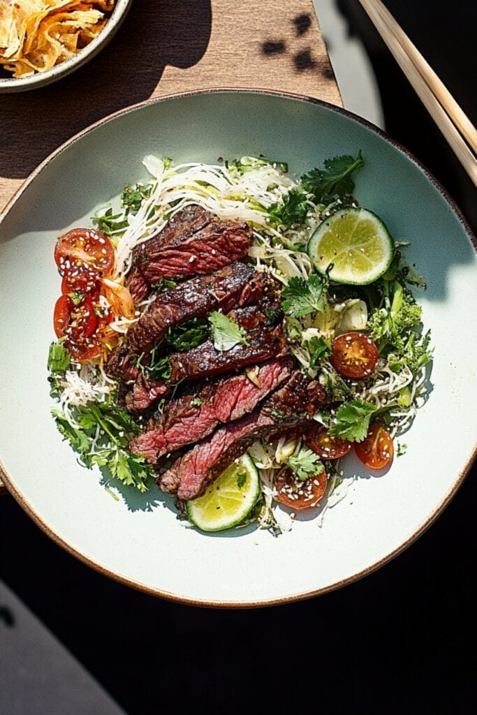 Easy Vietnamese Steak Dinner Recipe with Fresh Noodles 2 Easy Vietnamese Steak Dinner Recipe with Fresh Noodles - Vietnamese Style Skirt Steak with Herb Noodle Salad Pin
