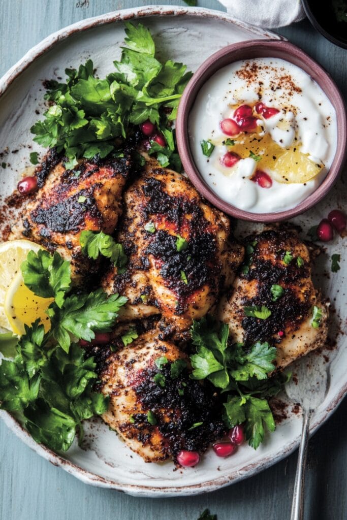 Elevate Your Dinner With Za’atar Chicken & Yogurt Sauce 2 Elevate Your Dinner With Za’atar Chicken & Yogurt Sauce - Zaatar Chicken with Lemon Yogurt Pin