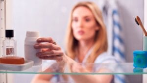 Stop Storing These 15 Things in the Bathroom—Here’s Why 1 Stop Storing These 15 Things in the Bathroom—Here’s Why - bathroom woman ss1649751979 degm