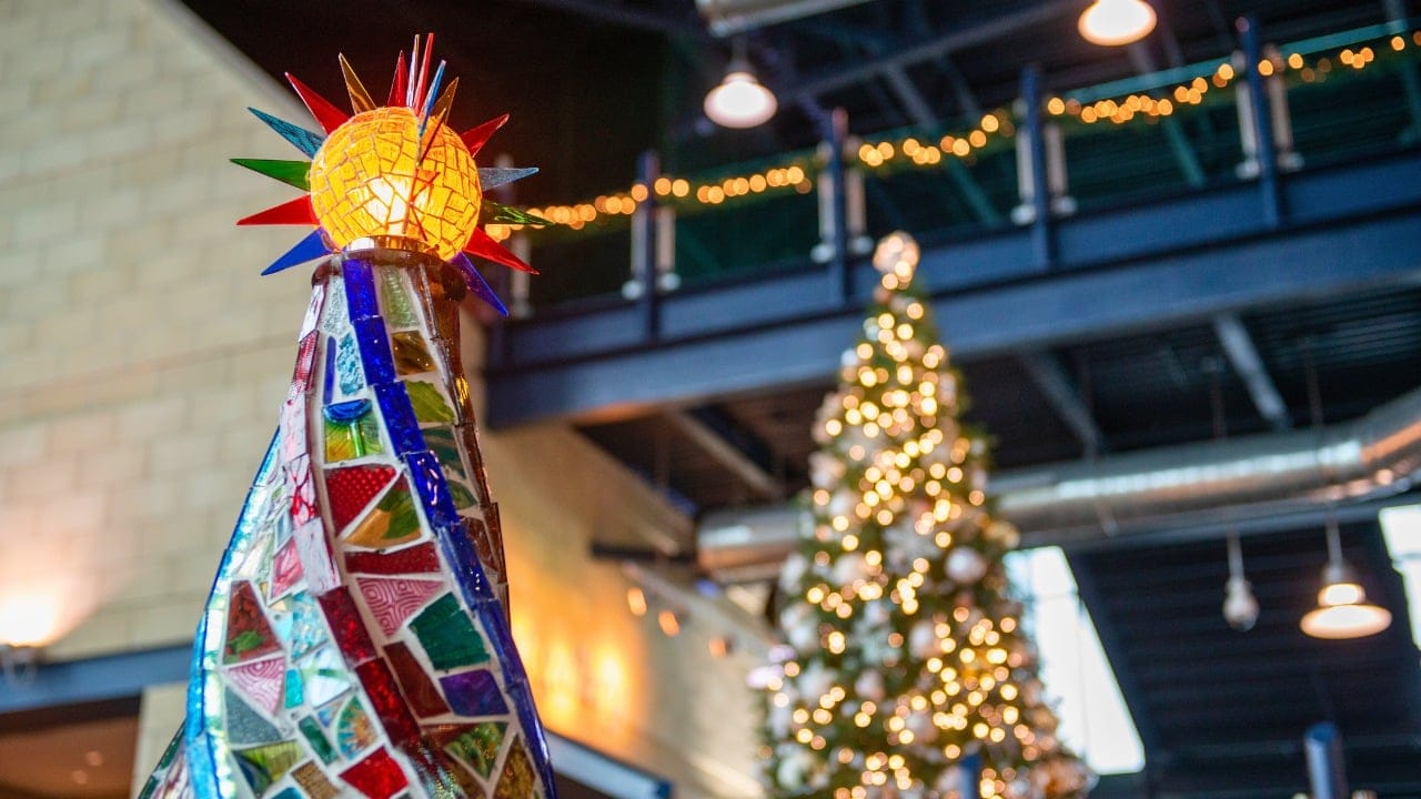 Don’t Toss Those Ornaments: 6 Ways to Upcycle Holiday Treasures 8 Don’t Toss Those Ornaments: 6 Ways to Upcycle Holiday Treasures - colorful broken glass a mosaic tree christmas ss1873751260 degm