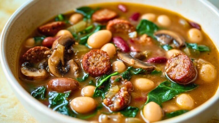 8 Slow Cooker One-Pot Soup Recipes You’ll Crave All Season 1 8 Slow Cooker One-Pot Soup Recipes You’ll Crave All Season - Bean Soup with Sausage and Spinach midia