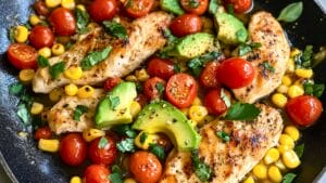 Best Sautéed Chicken with Cherry Tomatoes, Toasted Corn & Avocado for Two One-Pot Recipe 1 Best Sautéed Chicken with Cherry Tomatoes, Toasted Corn & Avocado for Two One-Pot Recipe - Best Sauteed Chicken with Cherry Tomatoes Toasted Corn and Avocado midia