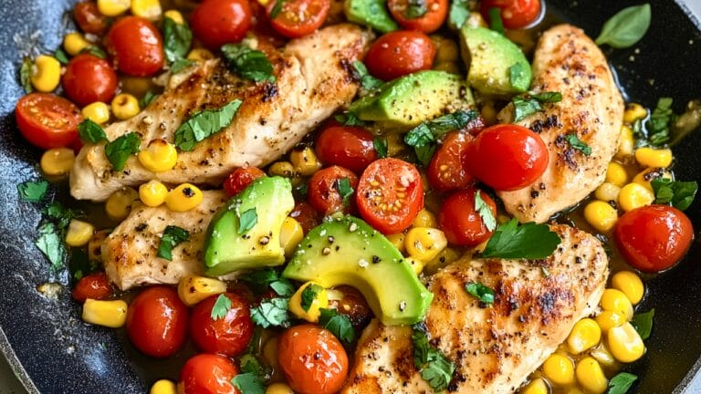 Best Sautéed Chicken with Cherry Tomatoes, Toasted Corn & Avocado for Two One-Pot Recipe 2 Best Sautéed Chicken with Cherry Tomatoes, Toasted Corn & Avocado for Two One-Pot Recipe - Best Sauteed Chicken with Cherry Tomatoes Toasted Corn and Avocado midia