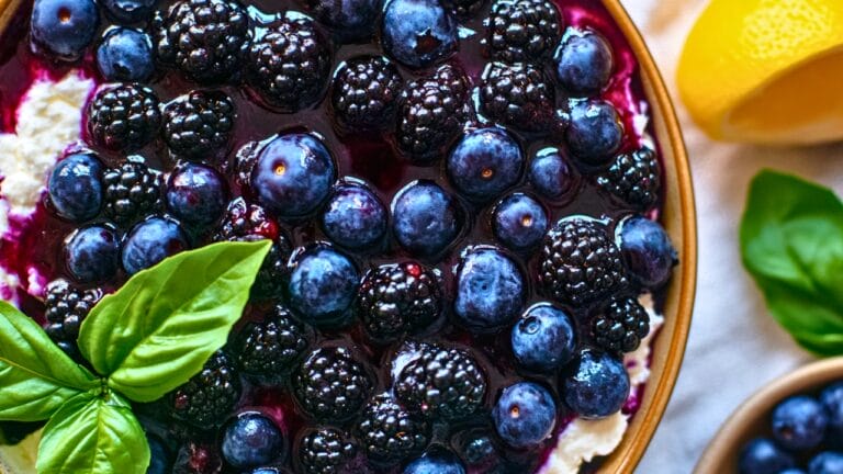 The Perfect Anti-Inflammatory Berry & Cheese Dessert 1 The Perfect Anti-Inflammatory Berry & Cheese Dessert - Blackberry and Blueberry Dessert with Whipped Goat Cheese midia