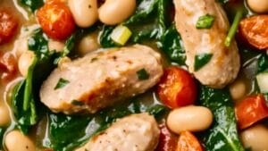 Best Braised Chicken Sausages with White Beans Spinach One-Pot Recipe 1 Best Braised Chicken Sausages with White Beans Spinach One-Pot Recipe - Braised Chicken Sausages with White Beans Spinach midia