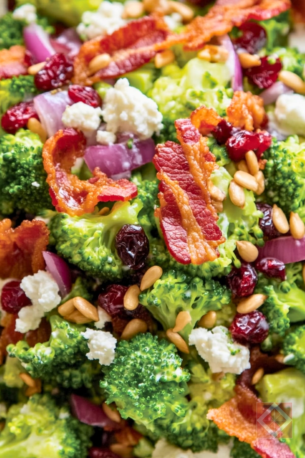 Crispy, Creamy, Crunchy: This Broccoli Salad Has It All 3 Crispy, Creamy, Crunchy: This Broccoli Salad Has It All - Broccoli Salad Recipe with Crispy Bacon Sunflower Seeds and Cranberries pin 1 midia