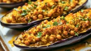 Wholesome Stuffed Eggplant with a Golden Tahini Drizzle 1 Wholesome Stuffed Eggplant with a Golden Tahini Drizzle - Cauliflower and Chickpea Stuffed Eggplant with Turmeric Tahini midia