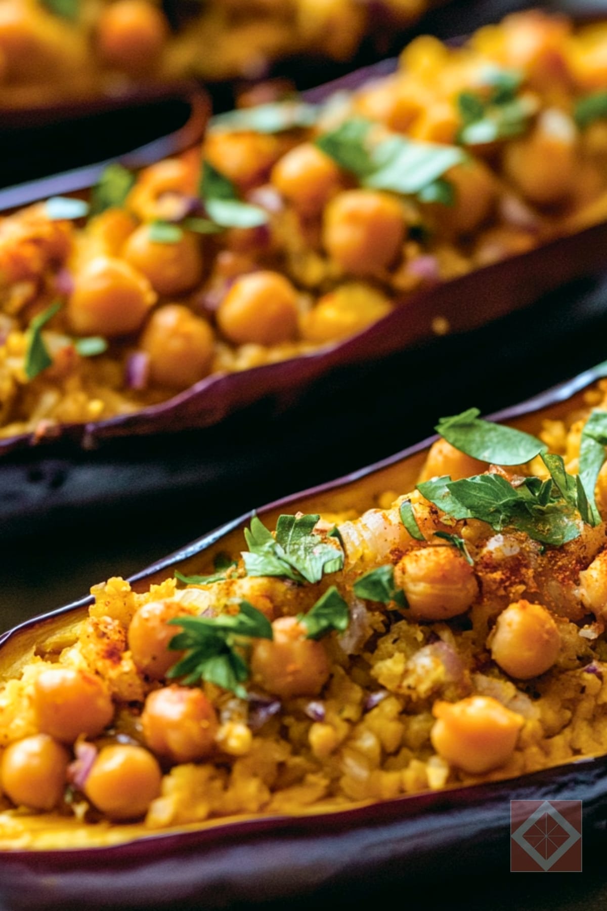 11 Veggie Dinners That Are Way More Exciting Than You’d Think 12 11 Veggie Dinners That Are Way More Exciting Than You’d Think - Cauliflower and Chickpea Stuffed Eggplant with Turmeric Tahini pin 1 midia