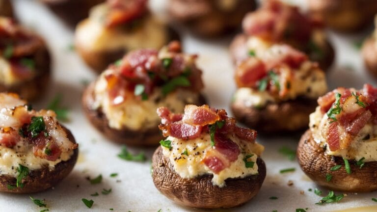 Bite-Sized Cheese-and-Bacon Mushrooms for Entertaining 8 Bite-Sized Cheese-and-Bacon Mushrooms for Entertaining - Cheese and Bacon Stuffed Mushrooms midia