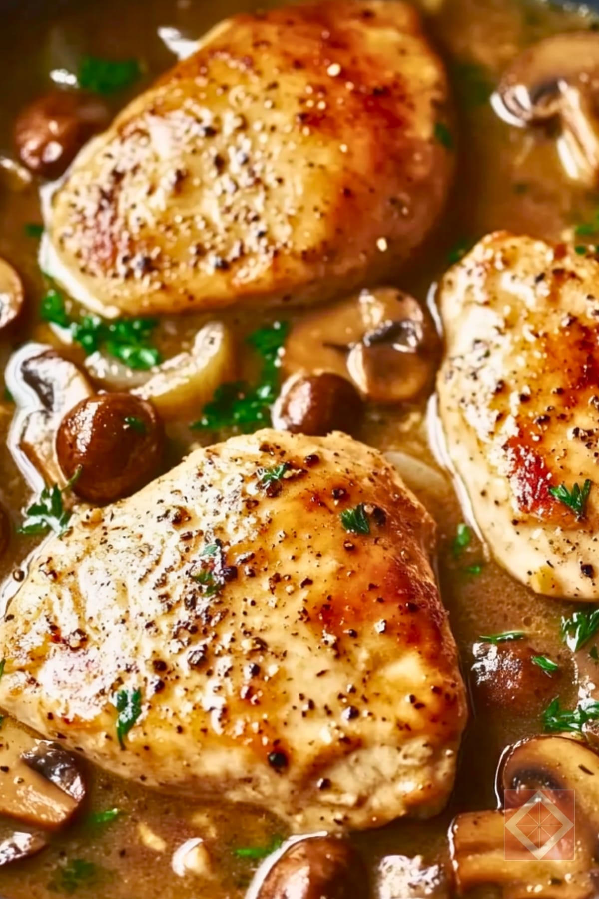 18 Easy Meat & Seafood Dinners That Are Big on Flavor, Not Effort 19 18 Easy Meat & Seafood Dinners That Are Big on Flavor, Not Effort - Chicken in Mushroom Wine Sauce Recipe pin 1 midia