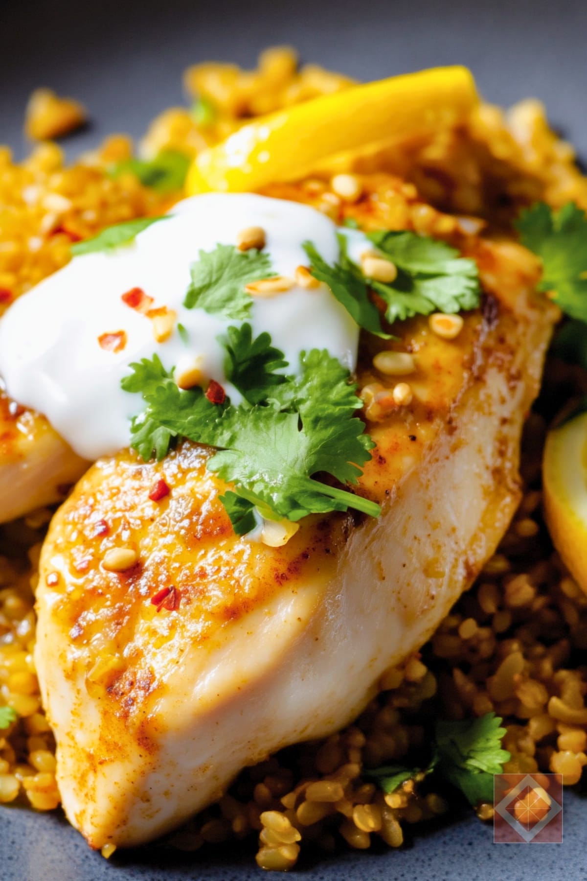 Easy Chicken with Spiced Freekeh, Cilantro & Lemon Dinner Recipe 3 Easy Chicken with Spiced Freekeh, Cilantro & Lemon Dinner Recipe - Chicken with Spiced Freekeh Cilantro and Lemon pin 2 midia