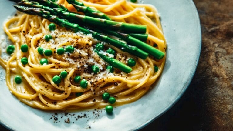 Creamy Cacio e Pepe Pasta with Spring Vegetables Recipe 6 Creamy Cacio e Pepe Pasta with Spring Vegetables Recipe - Creamy Cacio e Pepe Pasta midia
