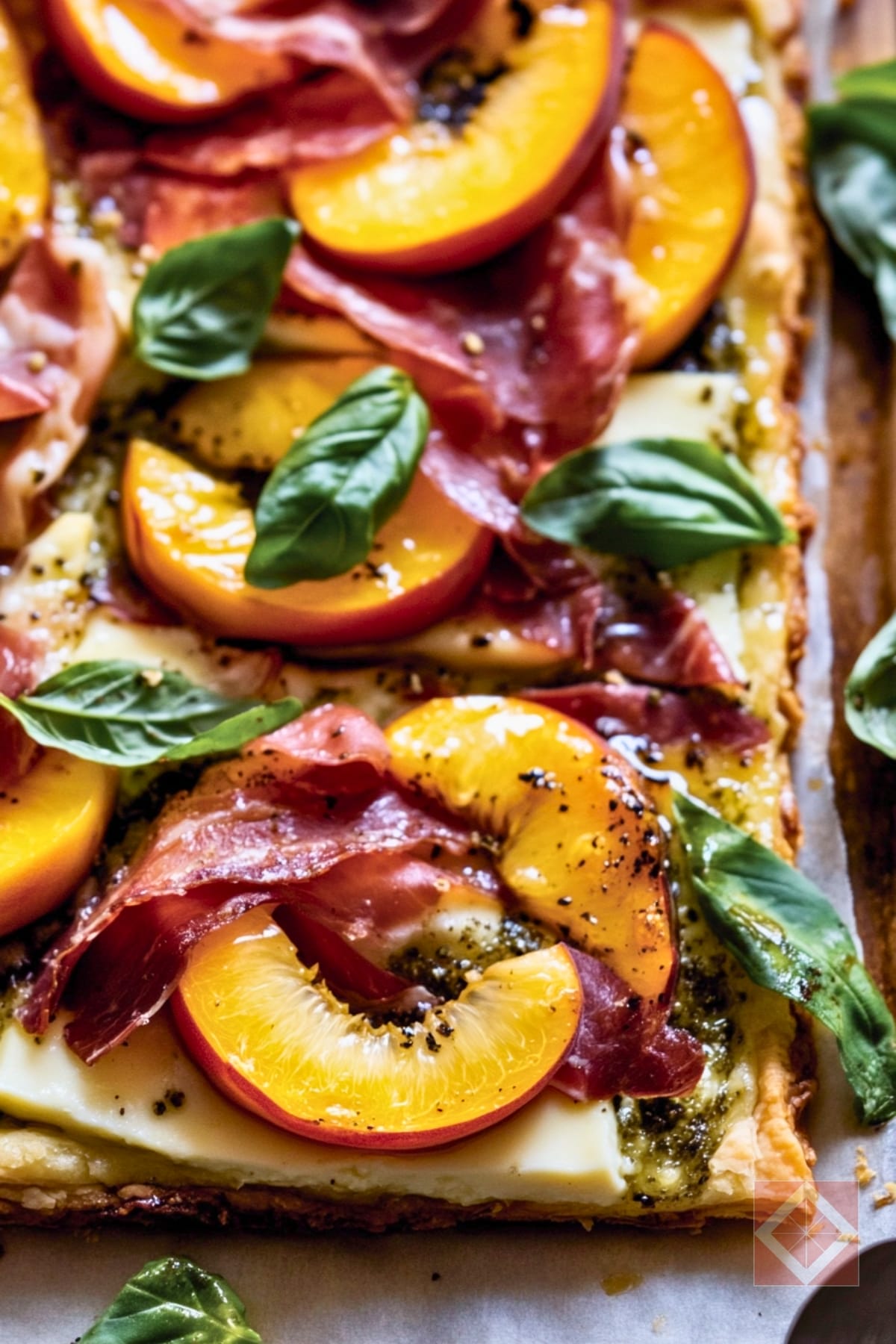 Crispy Prosciutto Tart: An Easy Recipe with Brie & Peaches 4 Crispy Prosciutto Tart: An Easy Recipe with Brie & Peaches - Crispy Prosciutto Tart pin 2 midia