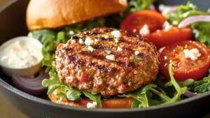 20 Flavor-Packed Poultry One-Pot Recipes That'll Save Your Weeknights 1 20 Flavor-Packed Poultry One-Pot Recipes That'll Save Your Weeknights - Crispy Skillet Turkey Burgers with Tomato Feta Salad 1