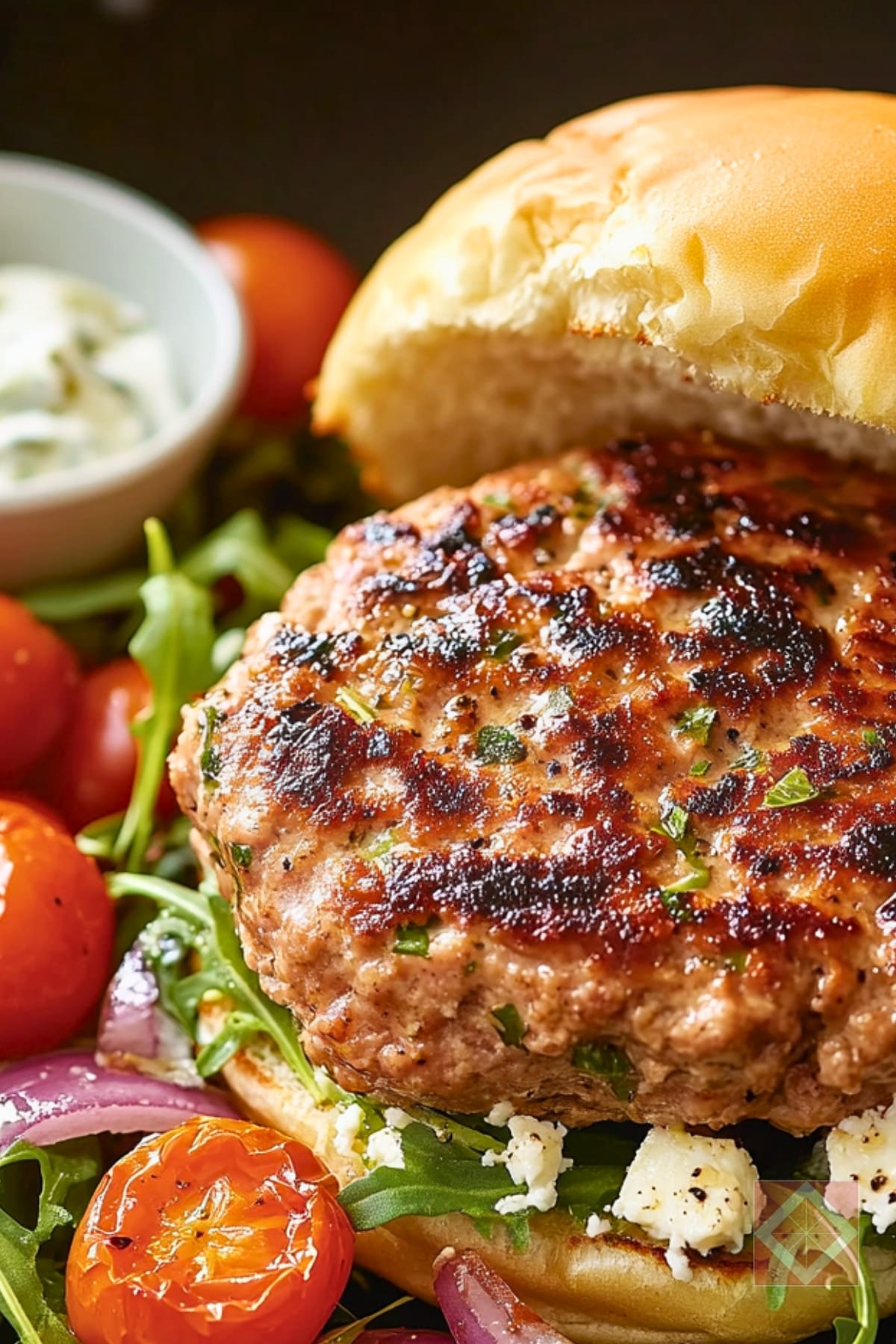 20 Flavor-Packed Poultry One-Pot Recipes That'll Save Your Weeknights 13 20 Flavor-Packed Poultry One-Pot Recipes That'll Save Your Weeknights - Crispy Skillet Turkey Burgers with Tomato Feta Salad pin 1 midia 1