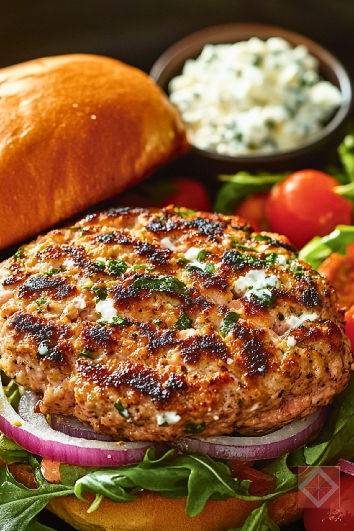 Easy Crispy Skillet Turkey Burgers with Tomato-Feta Salad One-Pot Recipe 4 Easy Crispy Skillet Turkey Burgers with Tomato-Feta Salad One-Pot Recipe - Crispy Skillet Turkey Burgers with Tomato Feta Salad pin 2 midia 1